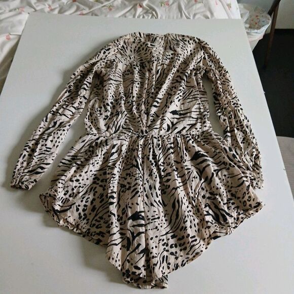 H&M Animal Print Button-Up Tunic – Tan & Black – Women’s Size 4 - Picture 3 of 10